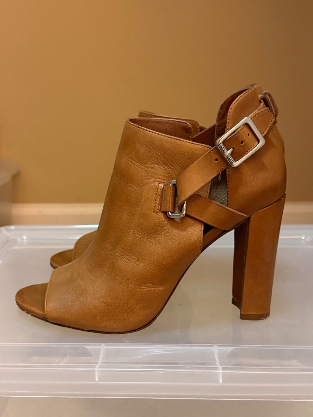 Ralph Lauren tan leather booties